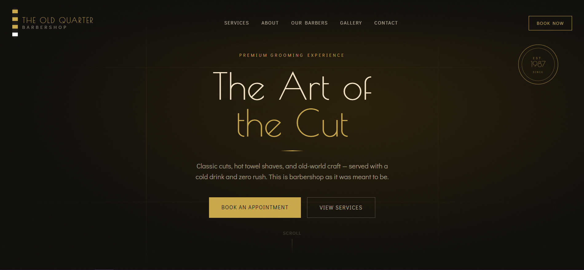 The Old Quarter barbershop template preview