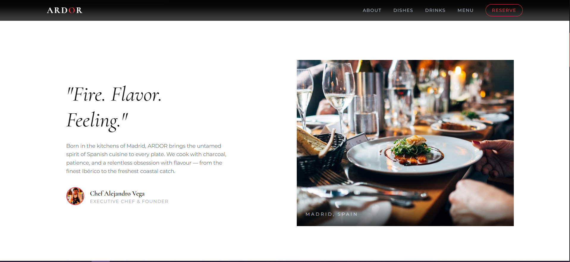 ARDOR restaurant template preview